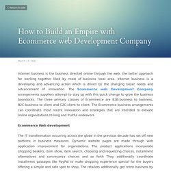 How to Build an Empire with Ecommerce web Development Company