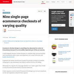 Nine single-page ecommerce checkouts of varying quality