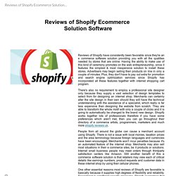 Reviews of Shopify Ecommerce Solution Software