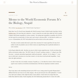Memo to the World Economic Forum: It’s the Biology, Stupid – The Word of Damocles