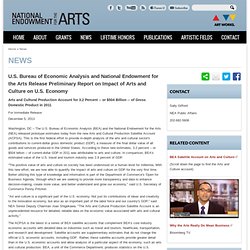 U.S. Bureau of Economic Analysis and National Endowment for the Arts Release Preliminary Report on Impact of Arts and Culture on U.S. Economy