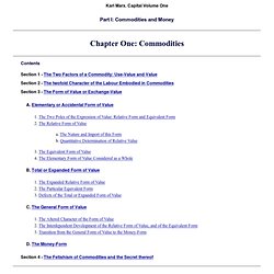 Economic Manuscripts: Capital Vol. I - Chapter One