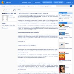 3 Ways an Economics Assignment Sample Can Help You!