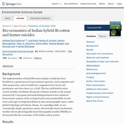 ENVIRONMENTAL SCIENCES EUROPE 20/10/20 Bio-economics of Indian hybrid Bt cotton and farmer suicides