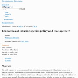Biological Invasions 16/03/17 Economics of invasive species policy and management