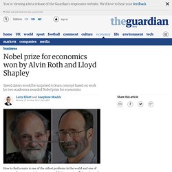 Nobel prize for economics won by Alvin Roth and Lloyd Shapley