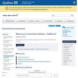 Économie et commerce / Note sur le commerce Québec - Californie - MEI