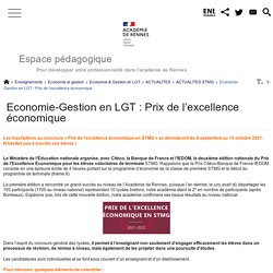 Economie-Gestion en LGT : Prix de l'excellence économique en STMG