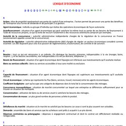 Lexique d'ECONOMIE, 1ère STMG - Terminale STMG - BTS TERTIAIRES, BSBT