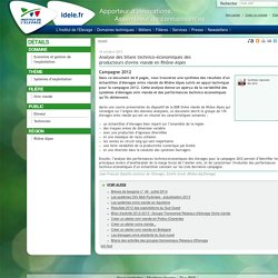 INSTITUT DE L ELEVAGE 16/10/13 Analyse des bilans technico-économiques des producteurs d'ovins viande en Rhône-Alpes