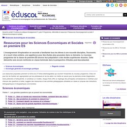 Sciences économiques et sociales - Ressources pour les SES en série ES