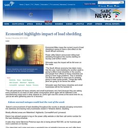 Economist highlights impact of load shedding:Sunday 2 November 2014