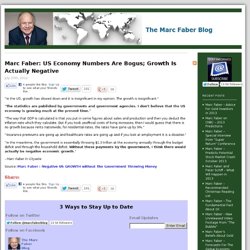 Marc Faber: US Economy Numbers Are Bogus; Growth Is Actually Negative