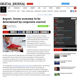 Report: Green economy to be determined by corporate control