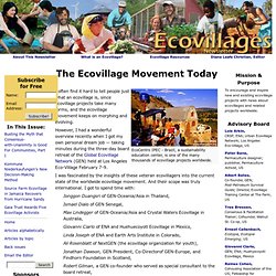 The Ecovillage Movement Today - Ecovillages