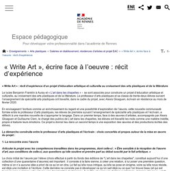 « Write Art », écrire face à l'oeuvre : récit d'expérience - Espace pédagogique