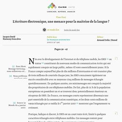 L'écriture électronique, une menace pour la maitrise de la langue ? - Cairn info