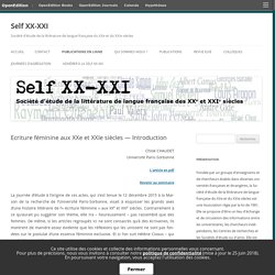 Ecriture féminine aux XXe et XXIe siècles — Introduction