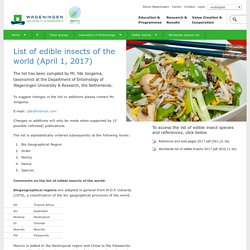 List of edible insects of the world (April 1, 2017)