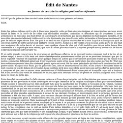 Édit de Nantes : texte