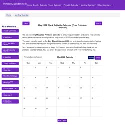 May 2022 Blank Editable Calendar [Free Printable Template]