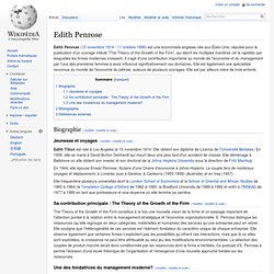 Biographie Edith Penrose