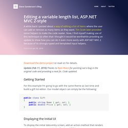 Editing a variable length list, ASP.NET MVC 2-style « Steve Sanderson’s blog