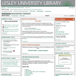 APA 6th Edition - APA Format - Lesley University Library Research Guides at Lesley University
