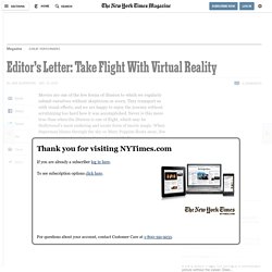Editor’s Letter: Take Flight With Virtual Reality