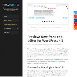 Front-end editor plugin for WordPress 4.1