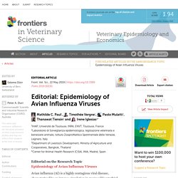 FRONT. VET. SCI. 27/04/19 Epidemiology of Avian Influenza Viruses