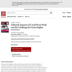 Editorial: Impacts of Covid-19 on Work and the Challenge for Union Rights on JSTOR