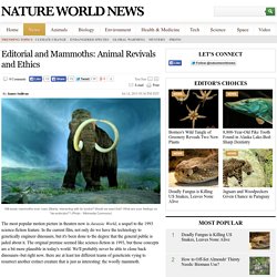 Editorial and Mammoths: Animal Revivals and Ethics
