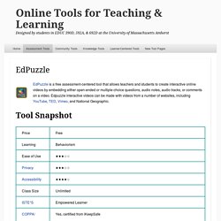 EdPuzzle – Online Tools for Teaching & Learning