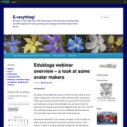 Edublogs webinar overview – a look at some avatar makers