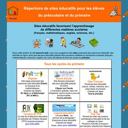 Sites éducatifs gratuits pour le préscolaire et le primaire - matières