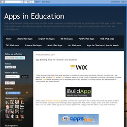 App Building Tools for Teachers and Students