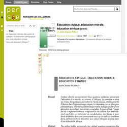 Éducation civique, éducation morale, éducation éthique