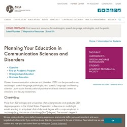 Planning Your Education in Communication Sciences and Disorders