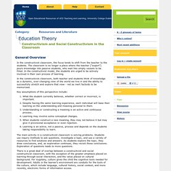 Education Theory/Constructivism and Social Constructivism in the Classroom - UCD - CTAG