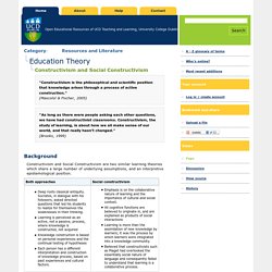 Education Theory/Constructivism and Social Constructivism - UCD - CTAG