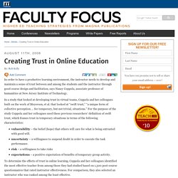 Creating Trust in Online Education