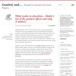What works in education – Hattie’s list of the greatest effects and why it matters