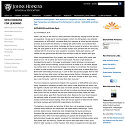 School of Education at Johns Hopkins University-ADD/ADHD and Brain Gym