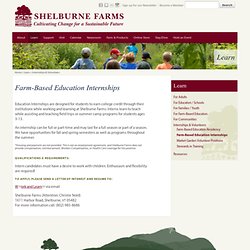 Shelburne Farms: Work and Learn Opportunities