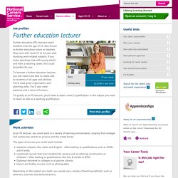 Further education lecturer job information