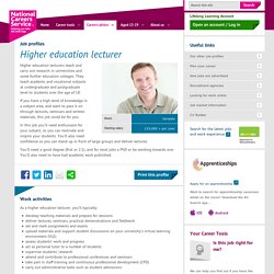 Higher education lecturer job information