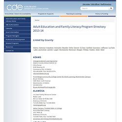 Adult Education and Family Literacy Directory