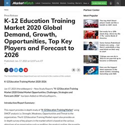 K-12 Education Training Market 2020 Global Demand, Growth, Opportunities, Top Key Players and Forecast to 2026
