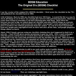 BDSM Education- Original checklist